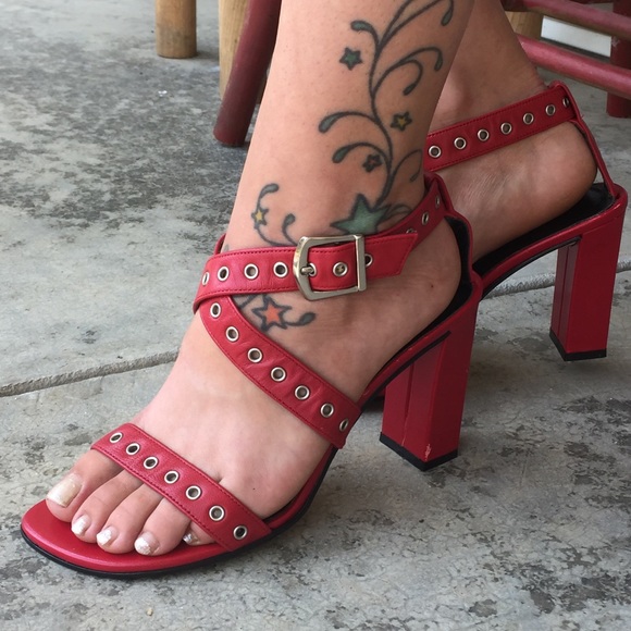 Sam & Libby Shoes - Sam &Libby Red Block Heel Sandals